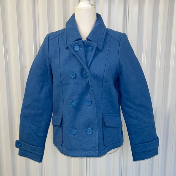 Old Navy Double Breasted Wool Blend Blue Pea Coat Small - Picture 1 of 8
